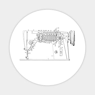 Zigzag Mechanism for Sewing Machine Vintage Patent Hand Drawing Magnet